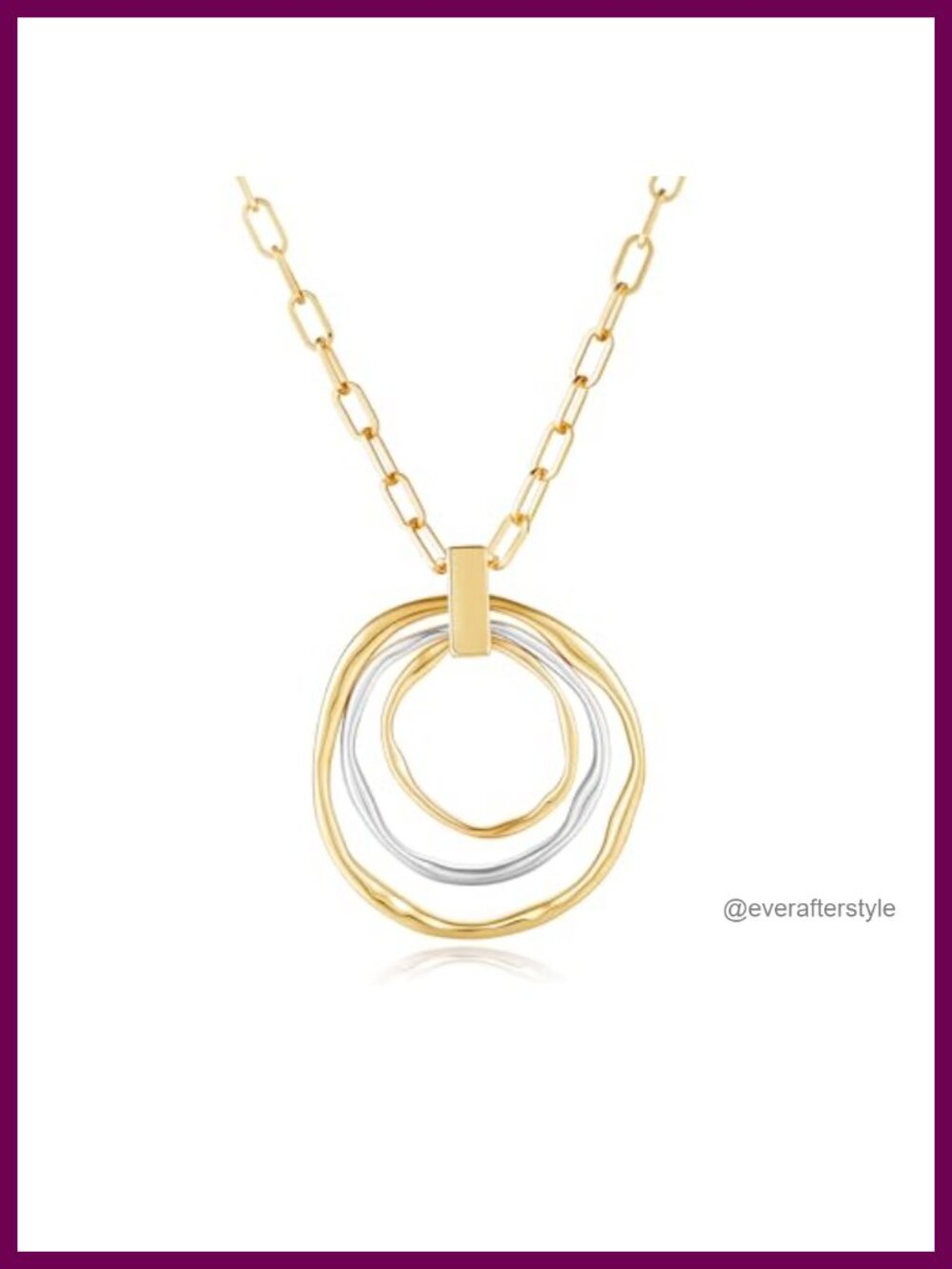 Layered Circle Pendant Necklace - 925 Silver & 18K Gold Plated - Statement